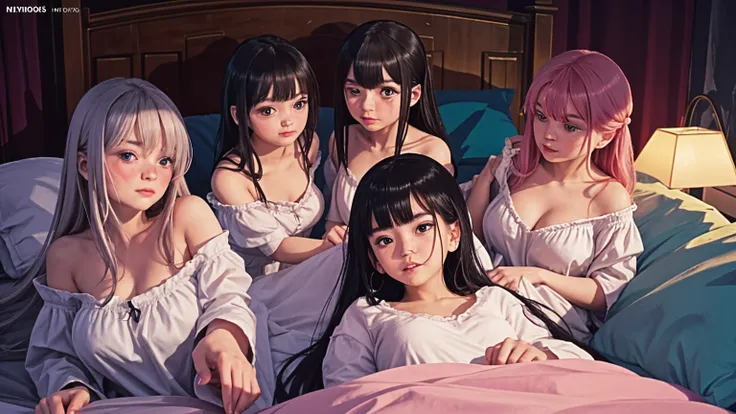 Masterpiece, Alluring Quality, 16K UHD,
Reclining,
Breathtaking Sunset Scene, 4 Females, Group Shot, Alluring, Enchanting Smiles, Playful Blushes, Exposed Midriffs, Ahegao Double Peace, Slender and Statuesque Bodies, Sex Symbols, Curvy Tits, Photorealistic Image, Highly Detailed Skin Texture, Accurate Anatomy, Glossy Lips, Hint of Nude, Amber Eyes, Photorealistic Vagina, Detailed Pubic Hair.

Additional Details:
Group A has a blonde,