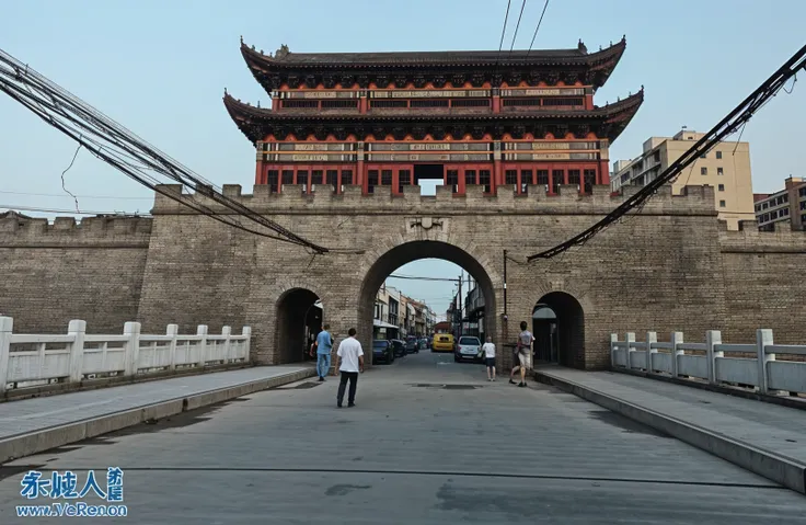 An ancient city wall,There is a plaque on the city gate,The plaque reads Hangzhou City,Tree Bright Ultra HD, retinas, Masterpiece, ccurate, Anatomically correct, Textured skin, Super detail, High details, High quality, Best quality, A high resolution, 8K, HD