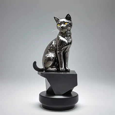 Perfect Crystal Cat Sculpture of great beauty and delicacy, cat sculpture made of transparent glass, of a baby cat's vermillion filled with bioluminescent flowers, artistic dynamic colors, brights, luminous, insanely detailed beautiful crystallized cat, meticulously detailed filigree tabby cat, 1 Bioluminescent Striped Gray Tabby Cat, translucent cat sculpture, bright, sparkling, contrast and saturation, underwater particles, translucent glass tabby cat sculpture, magnificent magical fantasy artwork, ultra high quality, luminous gray cat, A hyper-realistic digital work of a delicate and transparent glass sculpture, Optical glass cat, photorealistic, portrait translucent glass cat sculpture...