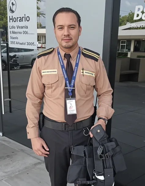 um homem, inspirado em Pedro Pascal, master part, extremamente detalhado, melhor qualidade, ((Traffic officer costume with reflective vest)), ((corpo inteiro):1.5) extremamente detalhado, (8k, qualidade superior, melhor qualidade, obra-prima, altamente detalhado: 1.2),