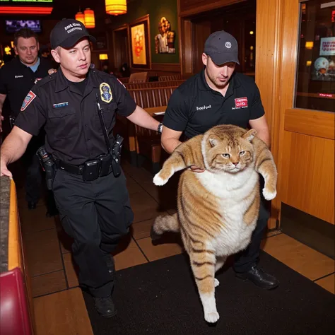two laggard cops arresting ridiculously chubby enormous cat, 8k, RAW photo, best quality, ultrarealistic, ultra-detailed, vignette, highly detailed, high budget, moody, epic, gorgeous, film grain
<lora:xl_real_beta1:0.5>