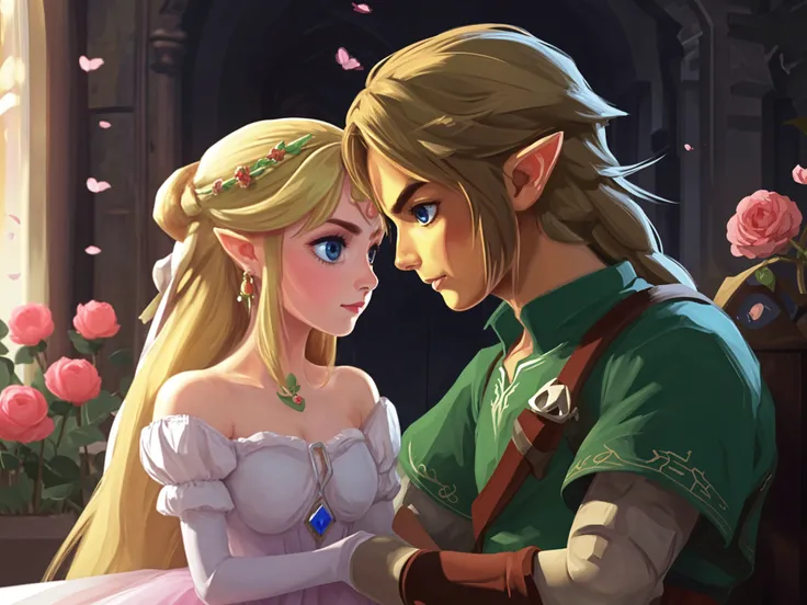 (masterpiece:1.2, best quality, absurd res, ultra detailed), super very realistic, doggy style vaginal sex, very sexy beautiful feminine tender seductive sweet lustful cute luxurious bride Link (the legend of zelda) and man having sex, happiness, realistic, detailed, masterpiece, high quality, photorealistic, lovely smile