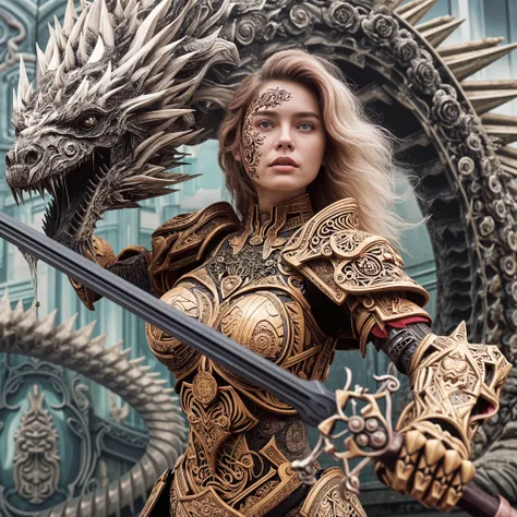 Ultra wide shot,sci-fi movie style,photorealistic,soft low contrast,soft cold lighting,pale native slavic girl 21 yo,from side,futuristic black armor,dragon wings on back,diadem,inspired,fearless impression,slim lips,long curly dark blond hair,dark scene,looking on sunrise,starship in the sky,beautiful detailed face,perfect hands,small breasts,<lora:Laneya_Grace_XL:0.9>,