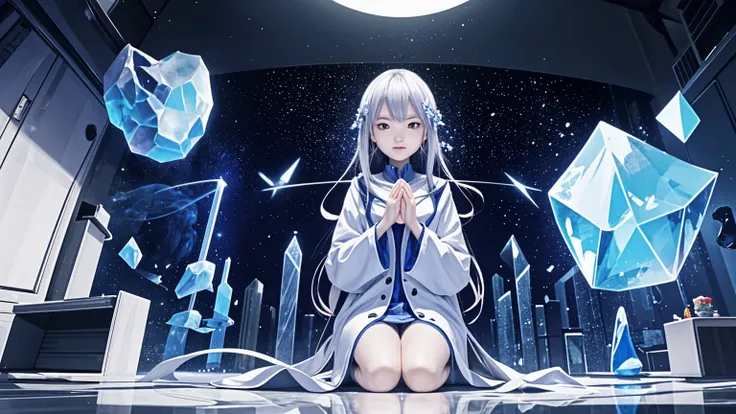 girl、telepathy、alien、sanctuary、planet、communication、floating、Video camera、Star Shadow、silver、mural、Lock、Different dimension、Beyond the Sky、prayer、crystal、fortress、resonance