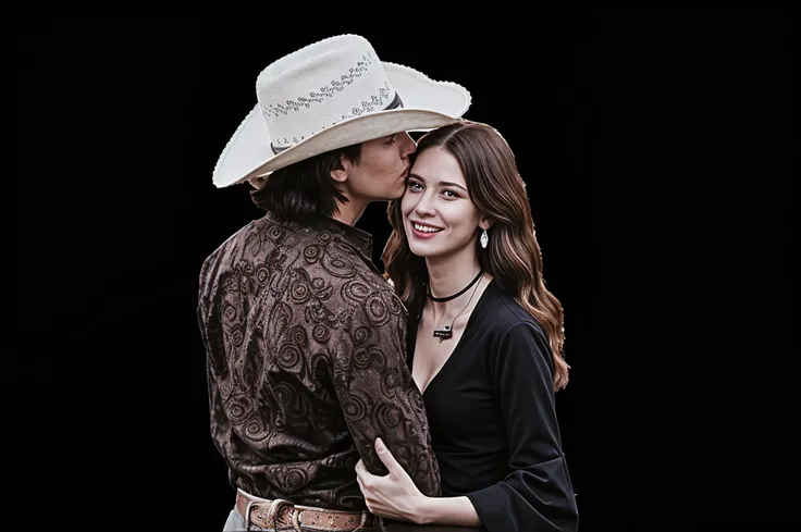 A cowboy and a woman loving each other