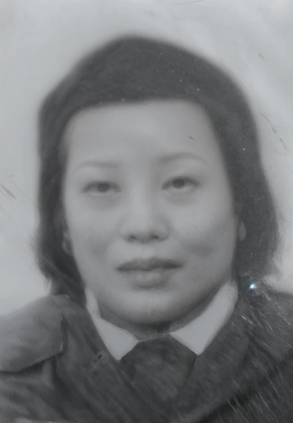 arafed black and white photo of a woman with a black shirt, jiyun chae, inspired by Lin Tinggui, inspired by Min Zhen, inspired by Li Tiefu, yuli ban, qiu fang, xiang duan, yun ling, inspired by Jiao Bingzhen, kazue kato, inspired by Ruth Jên