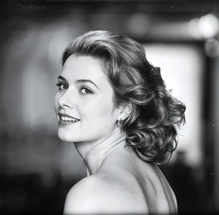 Joan Fontaine wearing diamond earrings completely naked and smiling