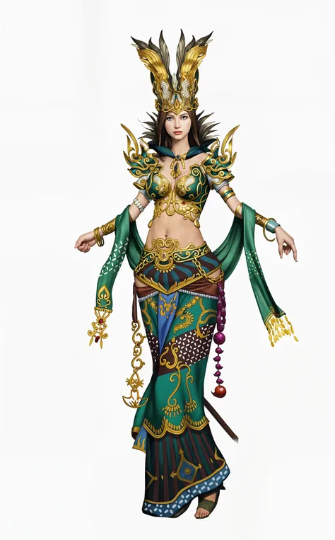 arafed woman in a purple and green sari with a gold belt, upper body avatar, inspired by Sim Sa-jeong, digital art of an elegant, upper body 2d game avatar, anime thai girl, sukhothai costume, inspired by reyna rochin, south east asian with round face, portrait of modern darna, asian hyperdetailed