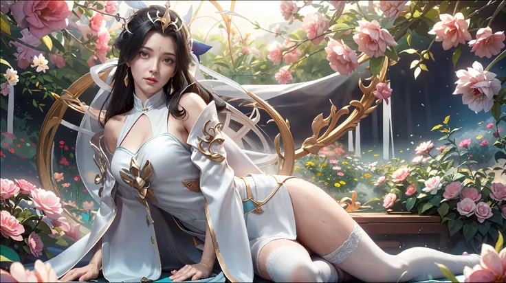 (8k, RAW photo, photorealistic:1.25) ,( lipgloss, eyelashes, gloss-face, glossy skin, best quality, ultra highres, depth of field, chromatic aberration, caustics, Broad lighting, natural shading,) looking at viewer with a serene and goddess-like happiness