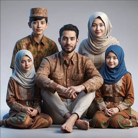 Gambarkan yg sama seperti di atas, tapi ubah warna hijab ibu menjadi navy (dark blue)