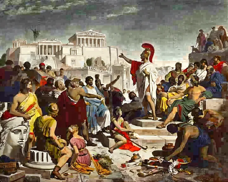 a painting of a lion standing in front of a crowd, in a coliseum, by Jean-Léon Gérôme, jean leon gerome, in an arena, in a gladiators arena landscape, jean - leon gerome, jean-leon gerome, by Antonio Ciseri, sermon of philistine greed, market in ancient rome, epic biblical depiction
