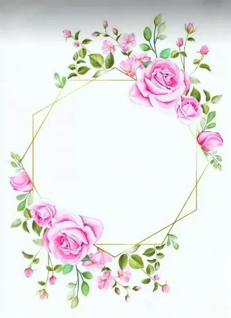 Oval of roses from largest to smallest illustrated vintage pastel colors white background 