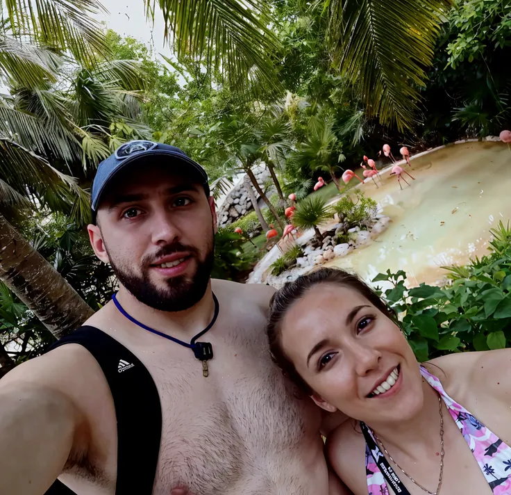 They are in a pool with a hammock and a towel, vacation photo, Foto POV, photo from behind, imagem de perfil, relaxing and smiling at camera, foto Selfie, 3 5 year brazilian mother, bottom angle, relaxing after a hard day, Selfie, Assumido em Go Pro Hero8, muito relaxante, foto vazada, at night, Directed by: Nandor Soldier