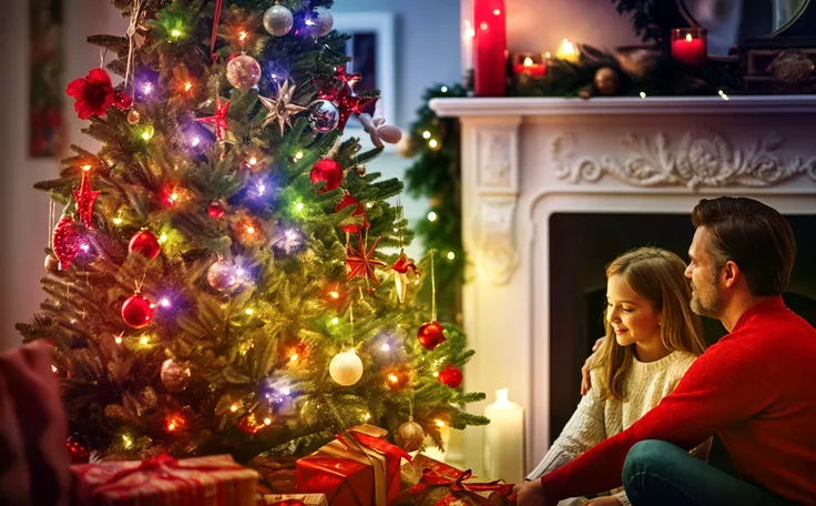 Child sitting reading, Room with lots of books, Christmas Setting, antiguo, luz tenue