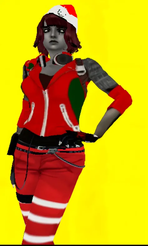 ((masterpiece, best quality)), Dark-haired Russian female wrestler with short mohawk in grey yellow and black hazard patterned high cut trunks, grey yellow and black hazard patterned sports bra, grey yellow and black hazard patterned knee-pads, black hand-wraps, wearing black lipstick, photo realistic, intricate details, 80's film, 80's TV commercial, VHS filter, 80's film grain,