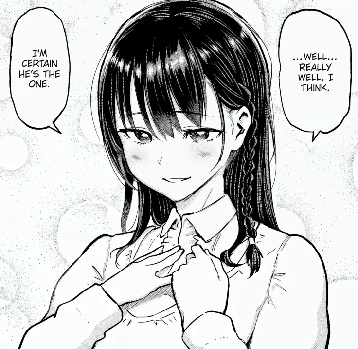 an old man reaches into a woman's shirt and pulls out her , 1girl, hetero, breast grab, 1boy, grabbing, breasts, black hair, dark brown eyes, blush, solo focus, open mouth, long hair, white lace bra, pull up bra, nipples, school uniform, blue checked skirt, blue stripe necktie