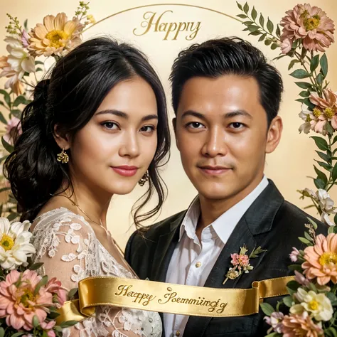 super fine illustration, highly detailed, dynamic angle, beautiful detailed, 8k, In the summer afternoon, in the living room, BREAK an elderly couple sits on the sofa, cuddling and smiling as they watch the TV screen. (((BREAK The TV screen shows a wedding video from their youth))), displaying the younger couple with happy smiles.