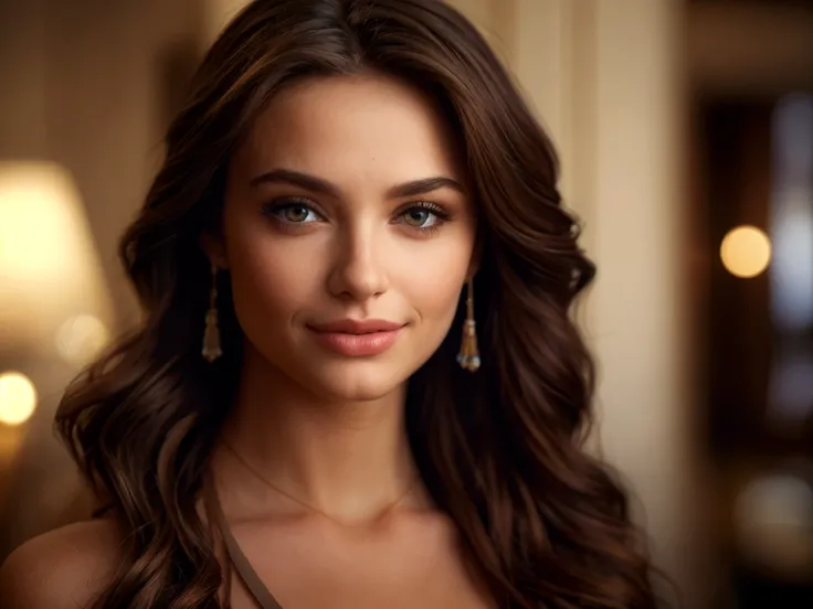 A close up of a woman with long hair wearing a dress - SeaArt AI
