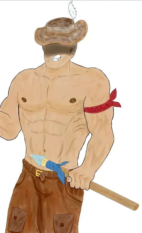 ((realistic photo)), Muscle man(handsome )(tight denim jeans) in a stable , (hands tied with a rope) sitting with legs open ( legs tied), (bandaged with a red bandana) 