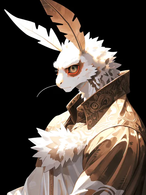 There is a white rabbit with a feather on its head - SeaArt AI