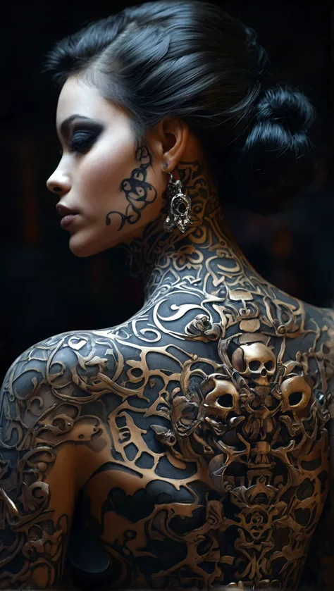 a close up of a woman with tattoos on her body, inked, tattoo body, tattoo all over body, Tattooed, tattoo all over body, tattoo all over body, anna nikonova aka newmilky, tattoo all over body, with tattoos, olga buzova, Alexandra Valishevska, Tattoos are , Full body skin tattoo, Tattoos and piercings