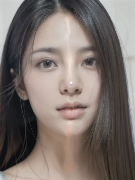 There is an alien woman peeling the back of her head, movie still of the alien girl, Porcelain skin.  japanese vfx, fantasy movie still, japanese cgi, scales covering her chest, She has ears and bright eyes, a stunning young ethereal figure, a still of an ethereal, Supervillain，best qualtiy，ultraclear