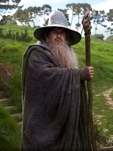 gandalf smoking pipe, Sir Ian McKellen, 8K, RAW, photography, atmospheric, cinematic, contrast, flowers, futuristic, expression, emotion, --CYBERMASK, --GIALLOSTYLE, --80sdarkfantasysd15b