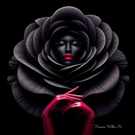 Arafed image of a woman with a black rose in her hair - SeaArt AI