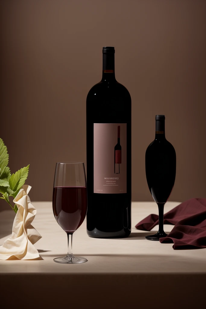 obra-prima, melhor qualidade, cinematic photo of there is a bottle of vinho and a glass of vinho on a table, vinho, red vinho, foto do produto em tom escuro, commercial product fotografiay, foto detalhada do produto, fotografia, film, highres