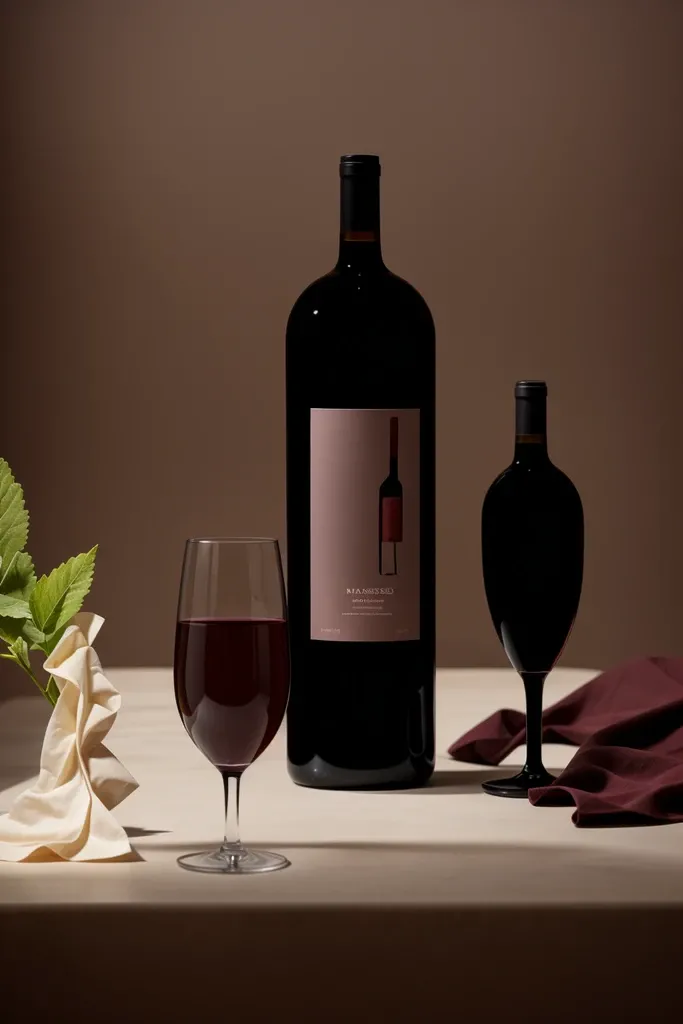 masterpiece, melhor qualidade, cinematic photo of there is a bottle of vinho and a glass of vinho on a table, vinho, red vinho, foto do produto em tom escuro, commercial product fotografiay, foto detalhada do produto, fotografia, film, highres