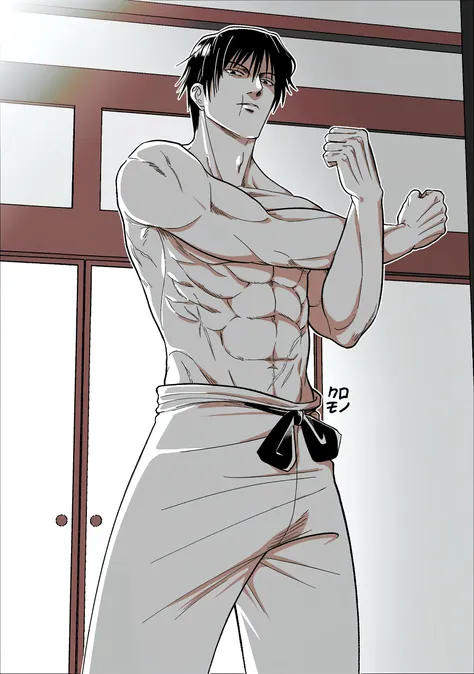 um menino negro muito magro e de cabelo curto, his body is thin and he is wearing only white underwear manga line art manga panels