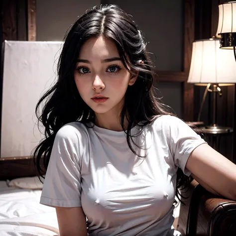(8K, highest quality, masterpiece:1.2),  (realistic, Photoreal:1.37),  Super detailed, one girl, (very detailed), (detailed and beautiful eyes), ((((highly detailed artwork))))、(Earrings)、((Two-toned hair))、[pink hair]、(((Inside a stylish secondhand clothing store)))、(masterpiece、Highest quality、In 8K、32K、masterpiece、Super huge 、Ultra-high resolution、Impressionism、Realistic:1.2)、((fullbody)), ((Cowboy Shot)),  Sharp focus、Beautiful face with detailed background of face and eyelids、Glowing Skin、Sharp pupils、Realistic eyes and beautiful face、Blurred Background、Beautiful 1 girl、Glowing Skin、(((bright and beautiful hair)))、(pearl necklace)、curve、Powerful composition,  ((seductive looks))、((horny expression)), perfect figures, slim girl, big breasts 

((A young woman)),  (shoulder-lenght hair),  (dark blue hair), pink hair, (hairstyle), ((wearing a white oversized shirt )), (formal shirt), no panties 
 She is lying on a bed,  white lights illuminate the scene、(photo from above)