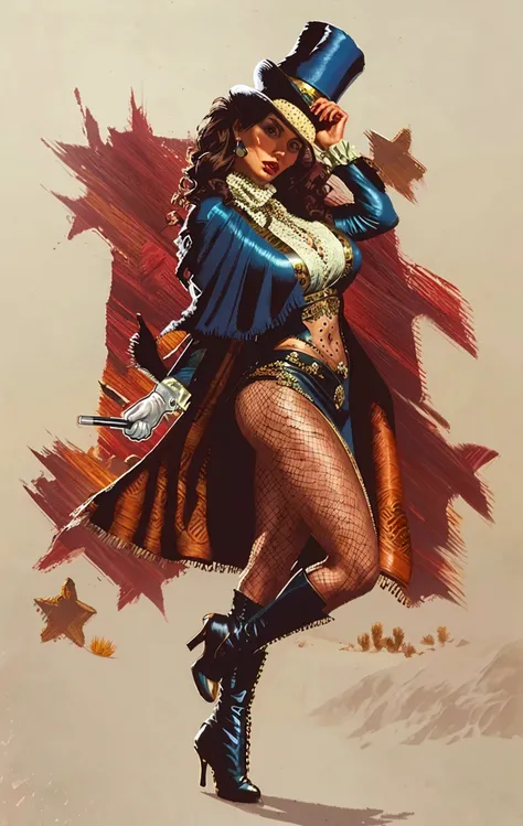 Colorful beautiful girl: a girl 19-years old, messy hair, oil painting, 8k resolution, complex, elegant, expansive, fantastical, wavy hair, vibrant, rainbow colours, tie dyed croptop, underboob, short skirt, gorgeous hair, full body shot, pretty face, high heels, engineer, freckles, steampunk, boots, seductive, apocalyptic setting, belts and buckles, asymmetric