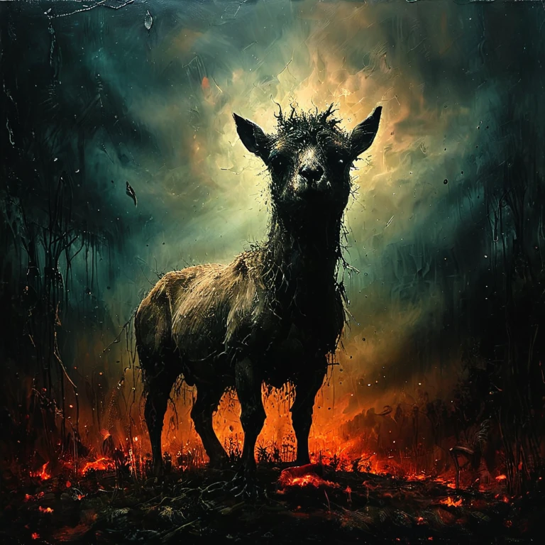 Expertly rendered Textures ,4k,8K,high resolution,masterpiece:1.2),ultra detailed,(realista,photorealist,photo-realista:1.37), detailed bull's head in the shape of a skull ,a torch burning on each side of the entity,spectacular flames ,gloomy atmosphere, mysterious ancient entity ,dark and disturbing background,dramatic lighting,Fine Artistic Details, ominous and sinister figure , fascinating and captivating works of art ,Impressive and inspiring composition.,majestic and powerful presence, majestic and powerful presence , supernatural and mysterious aura ,captivating and enigmatic theme,Powerful symbolism, imposing and sinister figure ,subtle and atmospheric color palette,ethereal and otherworldly essence,artistic style flames,dark and mystical nuances,skillfully executed shapes and forms,Impressive attention to detail,vibrant and intense colors,Belleza inquietante y de otro mundo,impresionante contraste de luces y sombras, captivating and enigmatic theme ,Impressive and evocative images.,haunting and fascinating atmosphere,experiencia fascinante e inmersiva.,mejor calidad,4k,8K,high resolution,masterpiece:1.2),ultra detailed,(realista,photorealist,photo-realista:1.37), detailed bull's head in the shape of a skull ,a torch burning on each side of the entity,spectacular flames ,gloomy atmosphere, mysterious ancient entity ,dark and disturbing background,dramatic lighting,Fine Artistic Details, ominous and sinister figure , fascinating and captivating works of art ,Impressive and inspiring composition.,majestic and powerful presence, majestic and powerful presence , supernatural and mysterious aura ,captivating and enigmatic theme,Powerful symbolism, imposing and sinister figure ,subtle and atmospheric color palette,ethereal and otherworldly essence,artistic style flames,dark and mystical nuances,skillfully executed shapes and forms,Impressive attention to detail,vibrant and intense colors,Belleza inquietante y de otro mundo,impresionante contraste de luces y sombras, captivating and enigmatic theme ,Impressive and evocative images.,haunting and fascinating atmosphere,experiencia fascinante e inmersiva.