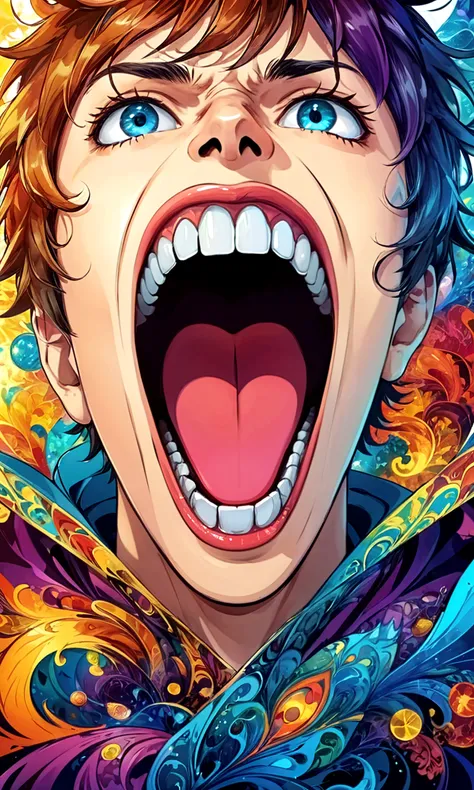 (masterpiece, best quality:1.1), mouth, lips, teeth, (tongue, long tongue:1.05), tongue out,black lip gloss, (saliva, dripping:0.9), frilly, multicolored tongue, orange and blue tongue, scales, (((<lora:monsterMouths_v1:0.75>, photorealistic)))