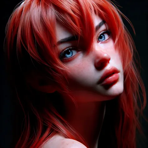 (Realisttic:1.2), analog photo style, (cute woman with short black-red multicolored hair and red eyes), (lost in the dark), (her body is a visual pleasure), extremely sexy, nudist, (looks sad, anxiety and uncertainty are barely noticeable in the gaze), detailed face with lifelike skin, gloomy dark atmosphere, mystical aura, walls of abbandoned place showing passage of time, play of shadows and light in the sun rays, a delicate balance between beauty and darkness, faded colours, great quality, Masterpiece, intricate background, naturally cinematic light, 16k quality, HDR, analog photo style, lomography colors, vintage warm, dark vignette