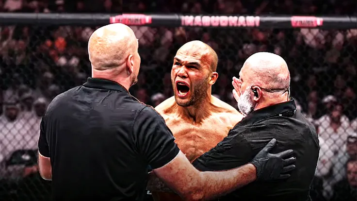 I want a thumbnail for YouTube in which John Jones (UFC fighter) is beating Stipe Miocic (UFC fighter).