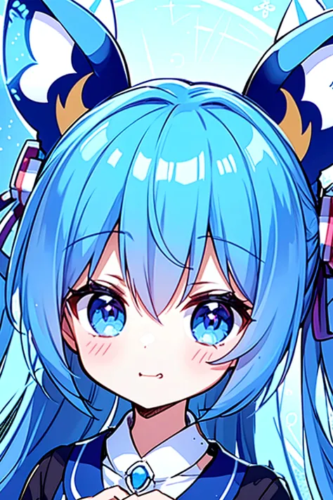 A girl with blue hair and a nose ring, in a cute anime art style. She is portrayed in a realistic portrait with a touch of whimsical ink splatters, reminiscent of the popular anime art style found on PIXIV. The artwork showcases the character's adorable expression and captures her unique personality. The high-quality image is rendered in 4K resolution, with ultra-detailed features and photorealistic textures. The color palette consists of vibrant and vivid colors, adding a lively and cheerful atmosphere to the artwork. The lighting emphasizes the character's features, casting gentle shadows and highlights. The overall composition is visually appealing and captivating, making it a masterpiece that stands out among other PIXIV contest winners.