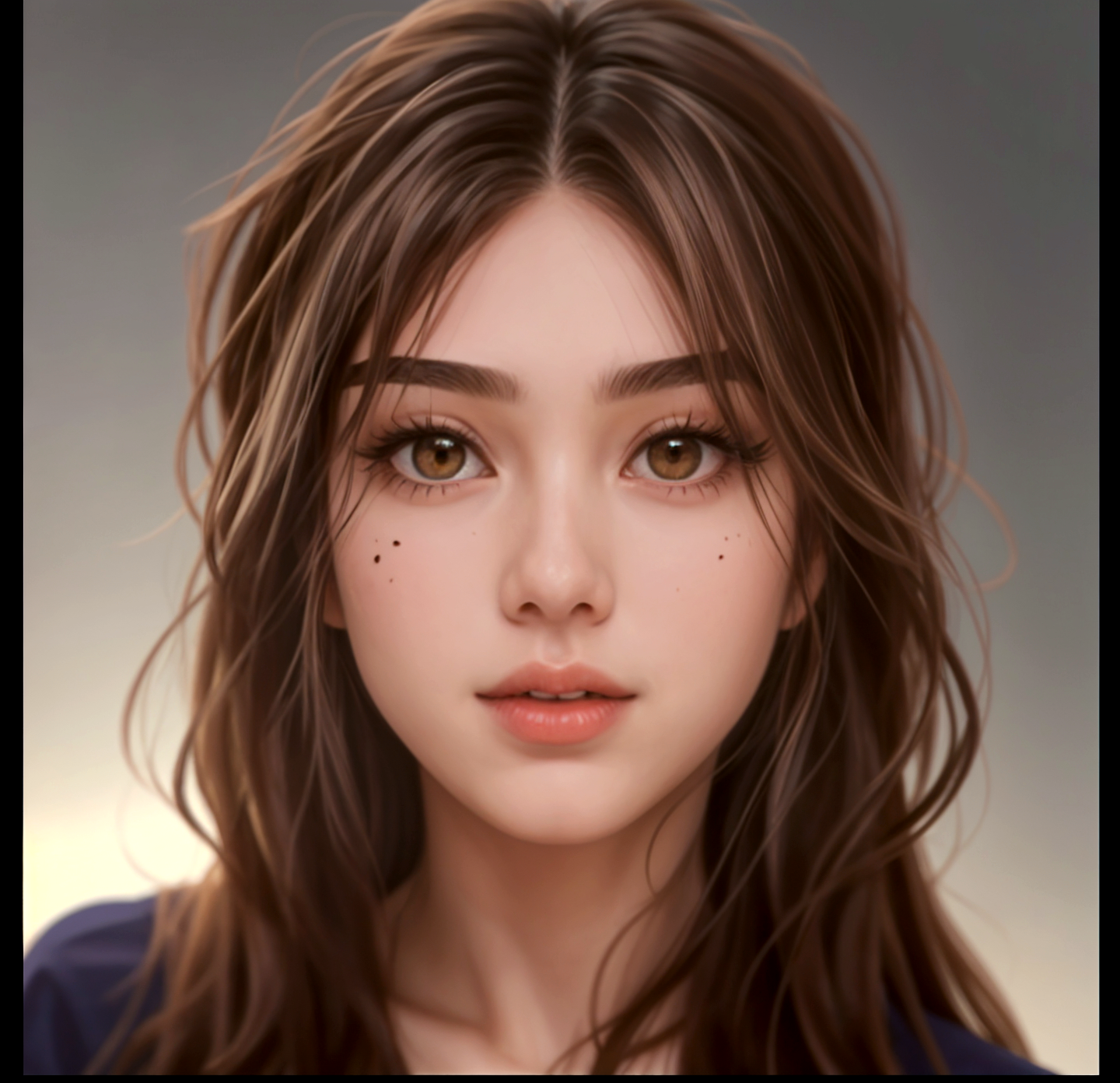 A close up of a woman with long hair and brown eyes - SeaArt AI