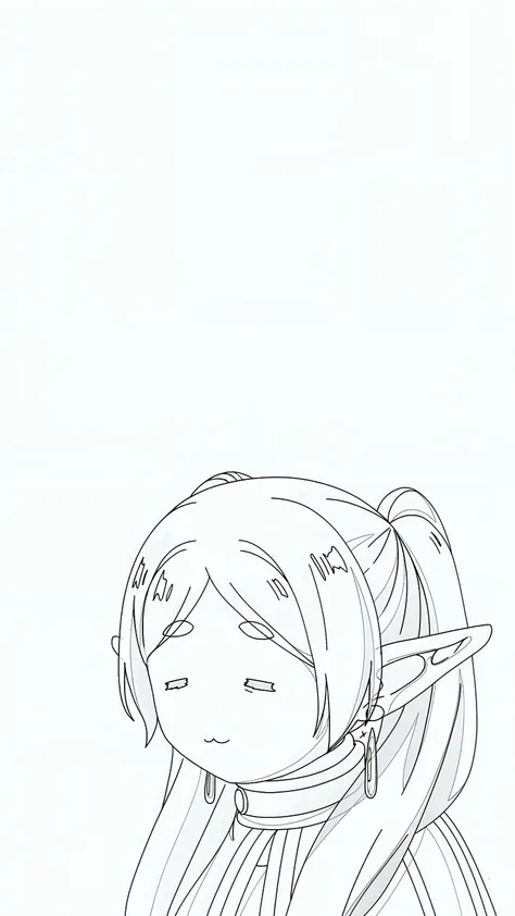Inside the room, The initial plan, With line drawing, Fairy, Monochrome, Big Breasts, I have long hair, Wearing a dress, The chest is open, Mouth wide open, Laughing, Lively, positive, fun, I had a great idea., Wings are growing from my back, Appears on a computer monitor,