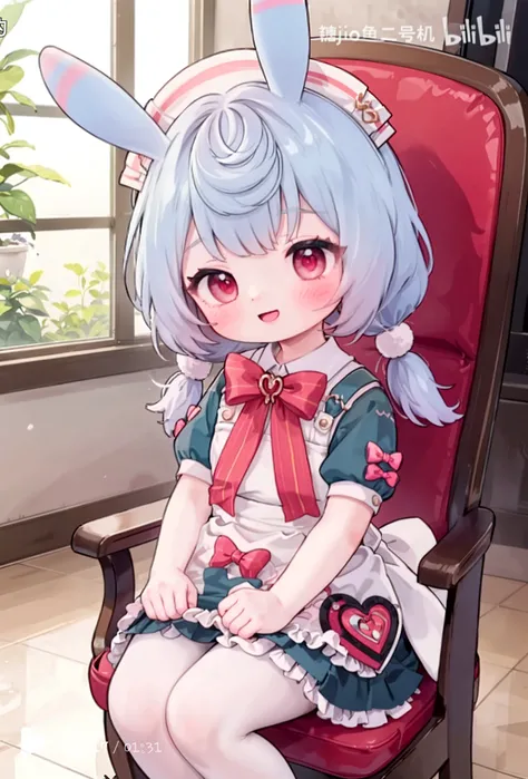 pussy, Lolita , sitting on a chair , masterpiece , arising from, looks at the viewer, smiling , shy , princess , long dress , priority on pussy , maximum detail