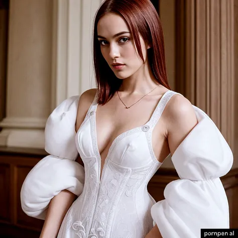 araffed woman in a white dress posing in front of a sign, naked, elizabeth olsen, revealing clothes, revealing stylish dress, translucent dress, see through dress, revealing outfit, miranda kerr, opened dress, olga kurylenko, style of julia razumova, nina dobrev, side boob, angela sarafyan, feature, beautiful caitriona balfe