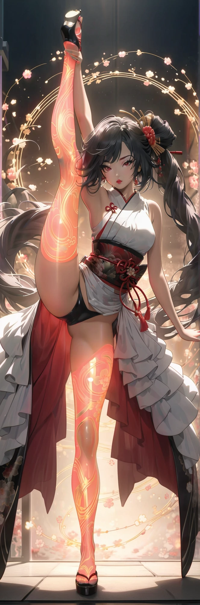 I always like to create something unique, so here's my one-click tool to create beautiful geisha girls performing standing splits, wearing stunning neon tattooed, glowing, hold-up stockings.
<br>
<br>Each generation will produce:
<br>1 Base Image at 440x1336
<br>1 Hi-Res fix Image at 664x2008
<br>1 Upscaled Image at 880x2872
<br>
<br>These are the optimal dimensions to achieve the full body standing splits pose.
<br>All other parameters are pre-configured for the best possible results, just choose the number of my beautiful geishas you want, and go!
<br>
<br>At just✨15-20 credits✨per generation set, it is accessible to everyone, and a nice
<br>easy, fun way to create these stunning beauties.
<br>
<br>Leaving me a little 💜on my tool will really make my day.
<br>Love & digital kisses
<br>Apolonia💋