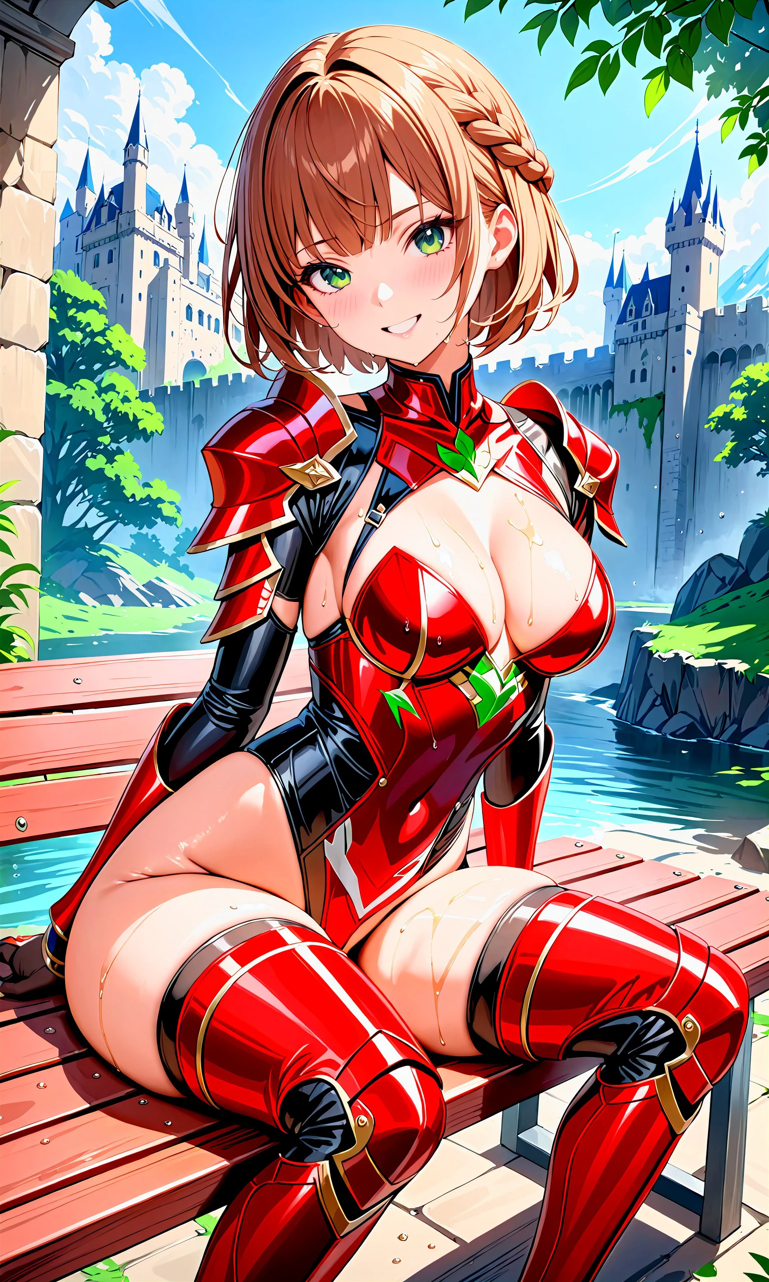 A beautiful red knight who protects the kingdom