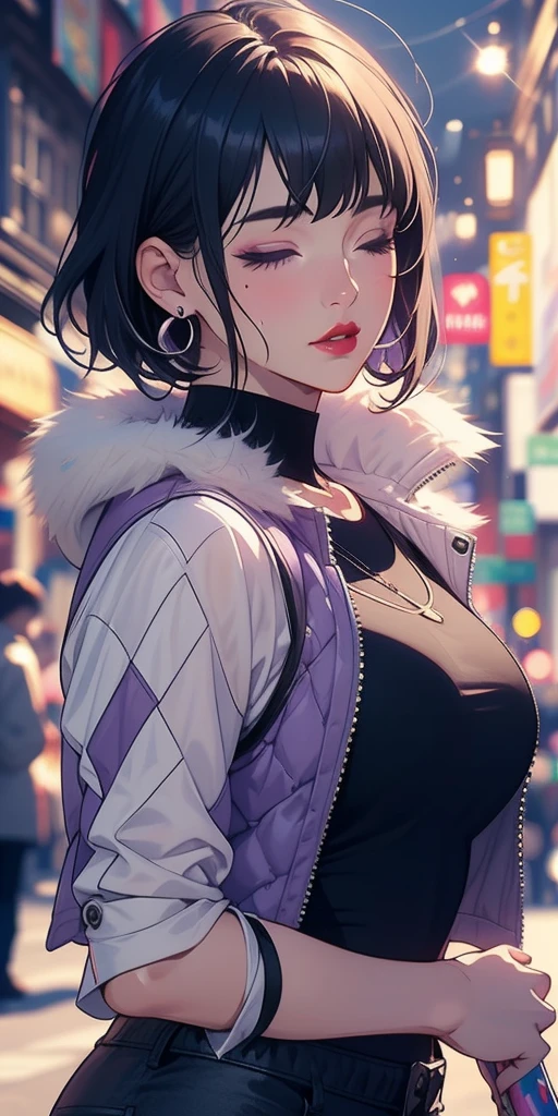 Girls with their eyes closed