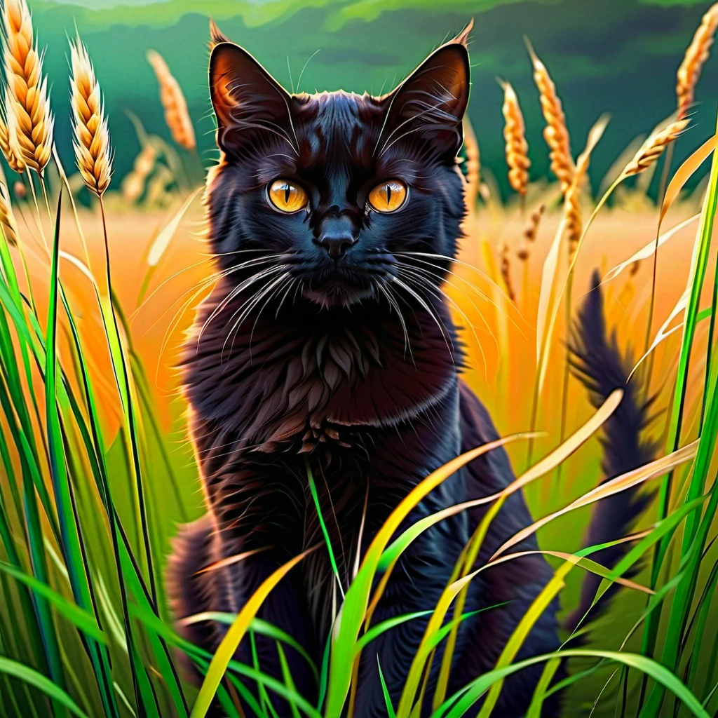 Cats in a Field using a desription Prompt from Seaart on Krea.