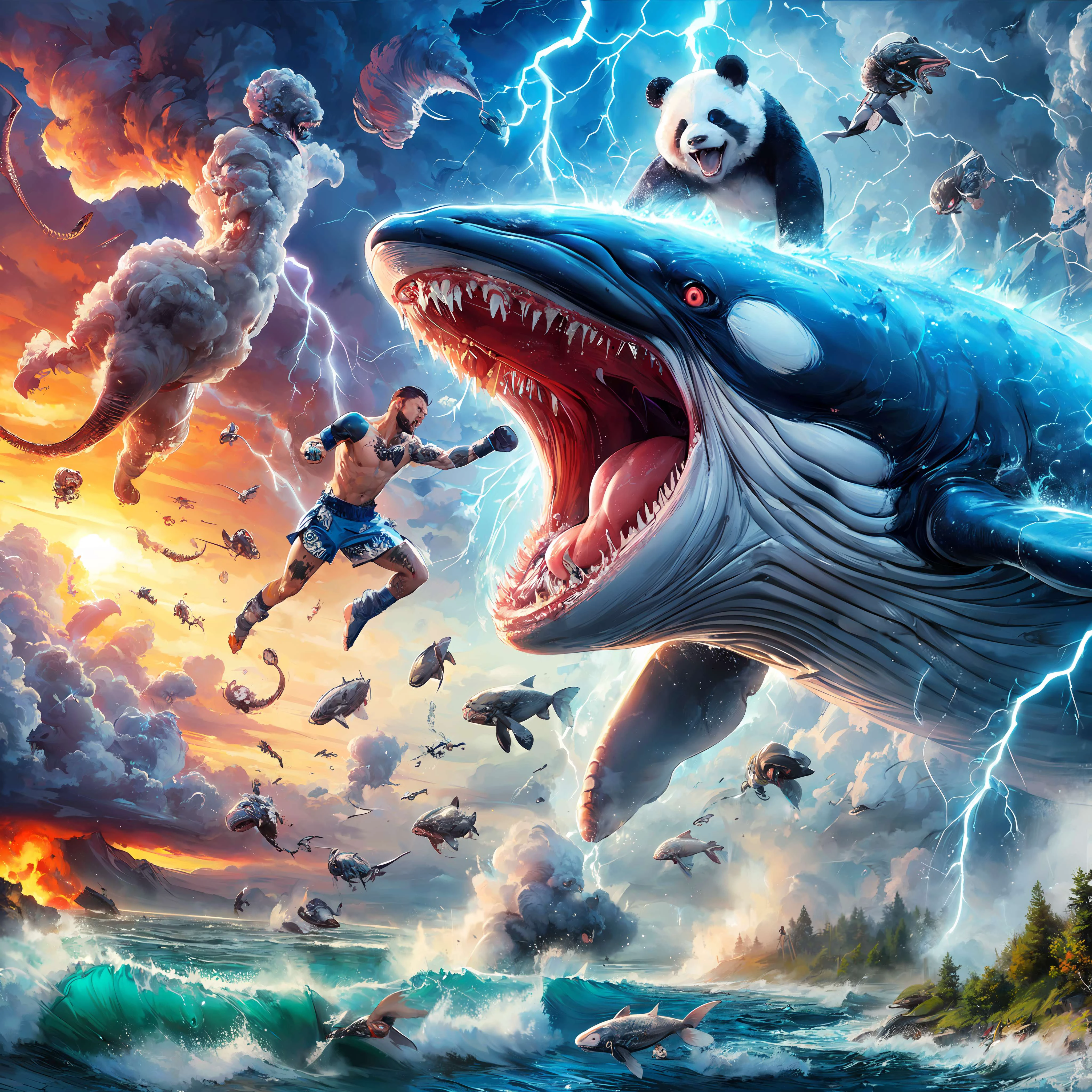 ムエタイファイターvs恐怖の人喰いパンダvs飛ぶクジラ