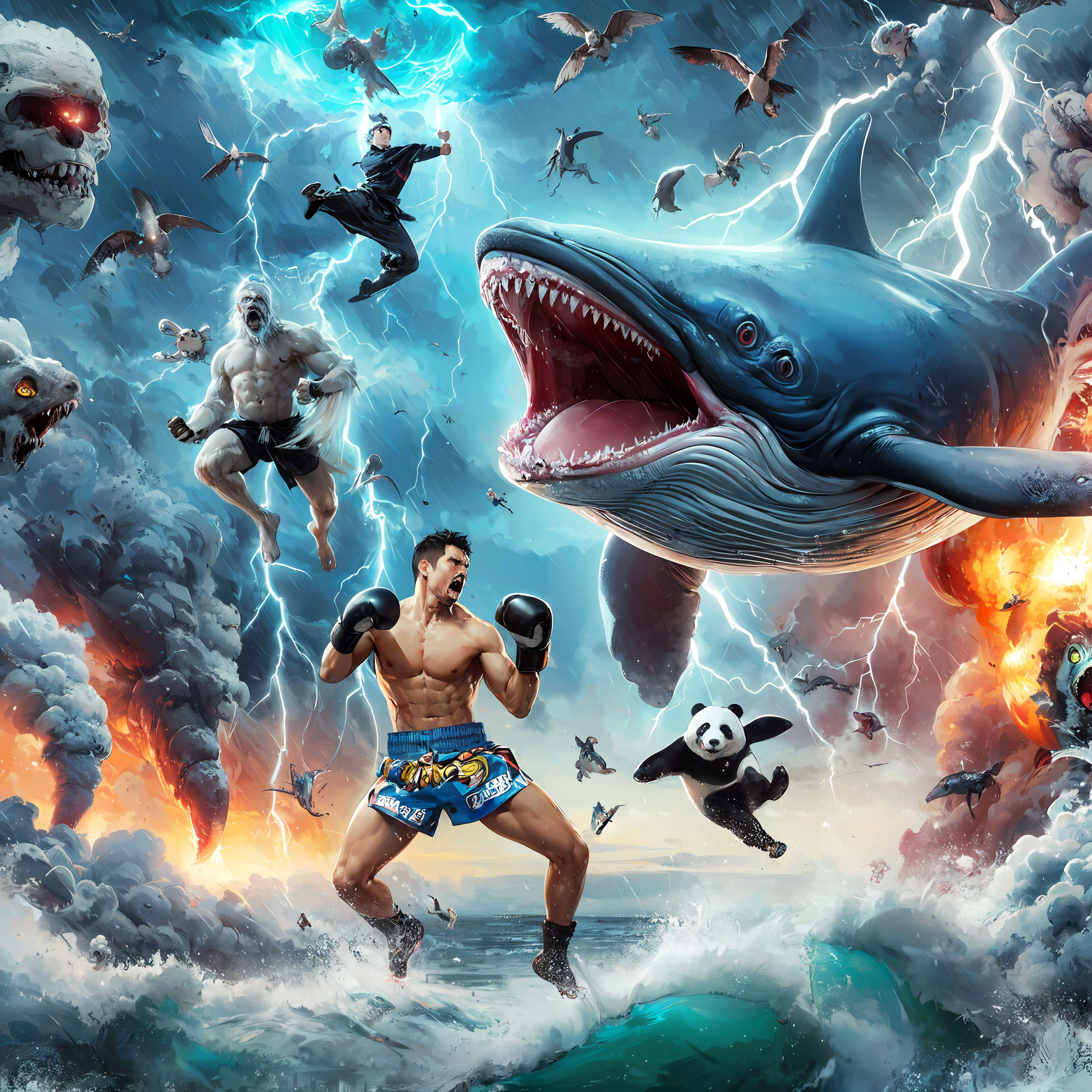 ムエタイファイターvs恐怖の人喰いパンダvs飛ぶクジラ