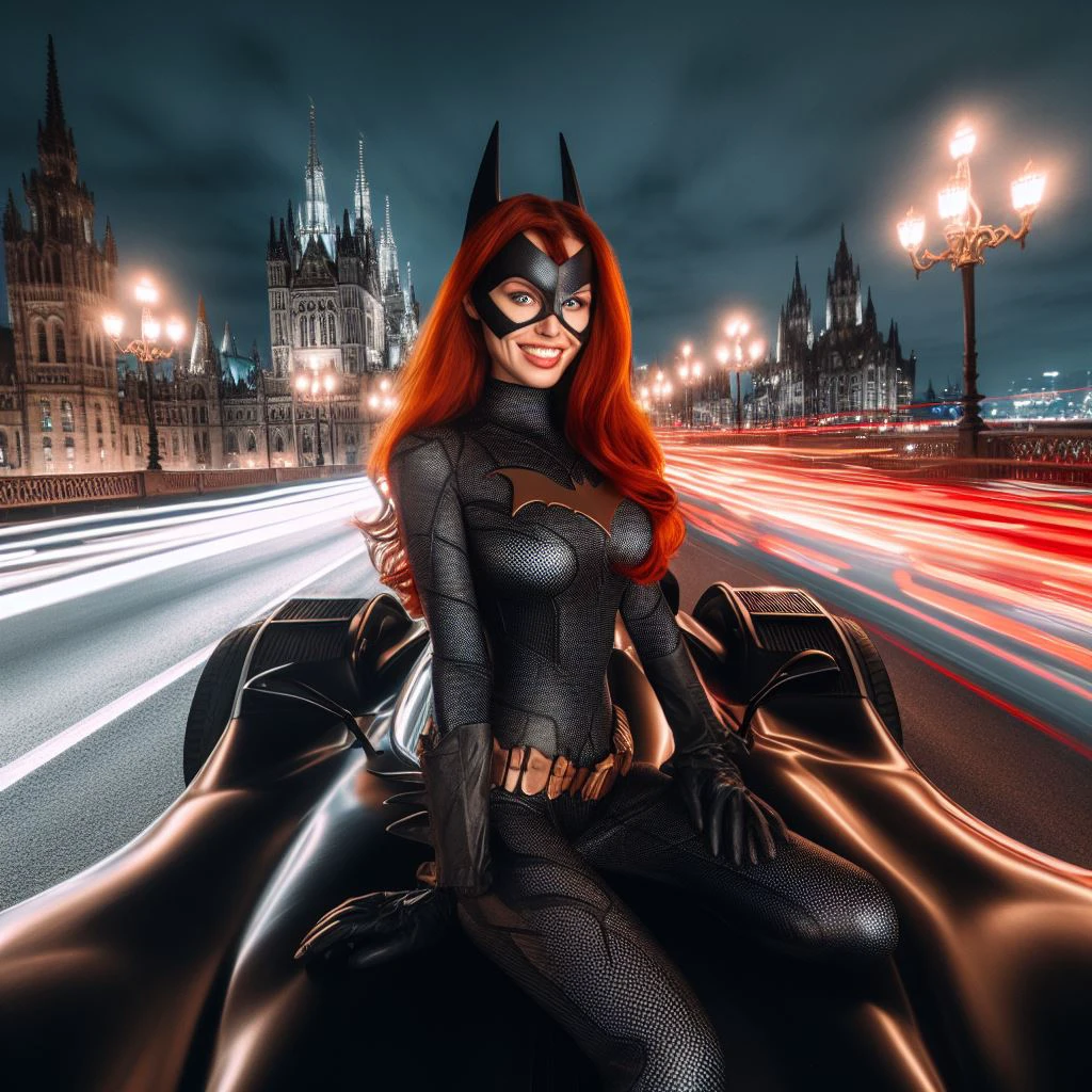 Batgirl stay in batmobile with slowspeed effect