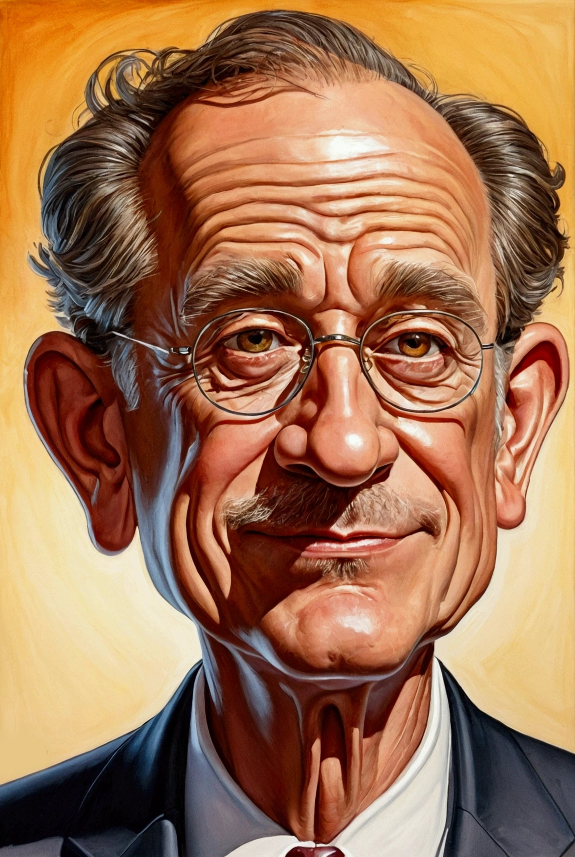 Caricatura engraçada do Sr. Madruga depois de ganhar na loteria